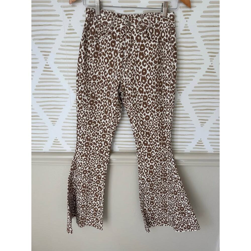 Altar’d State Women’s Small Leopard Print Bell Bottom Flair Jeans